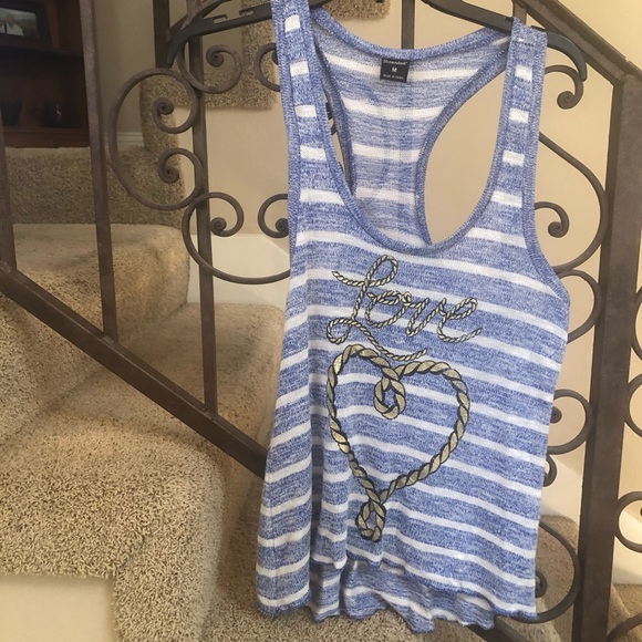 Stranded Love Rope Heart StripeKnit Racer Tank - Picture 1 of 5